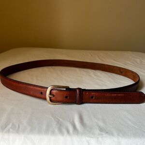Vintage Brown Leather‎ Top Grain Cowhide Belt Silver Buckle Western Size 40